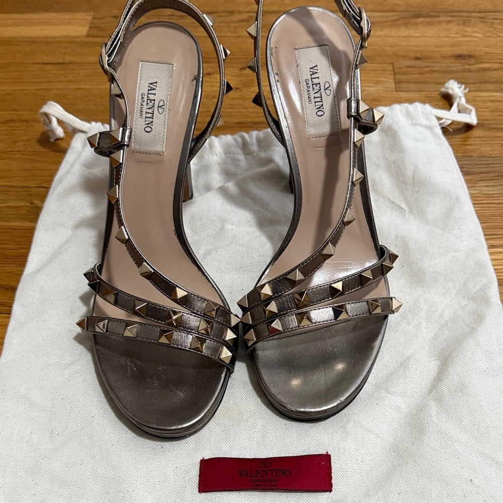 Valentino Women's Studded Metallic Heels